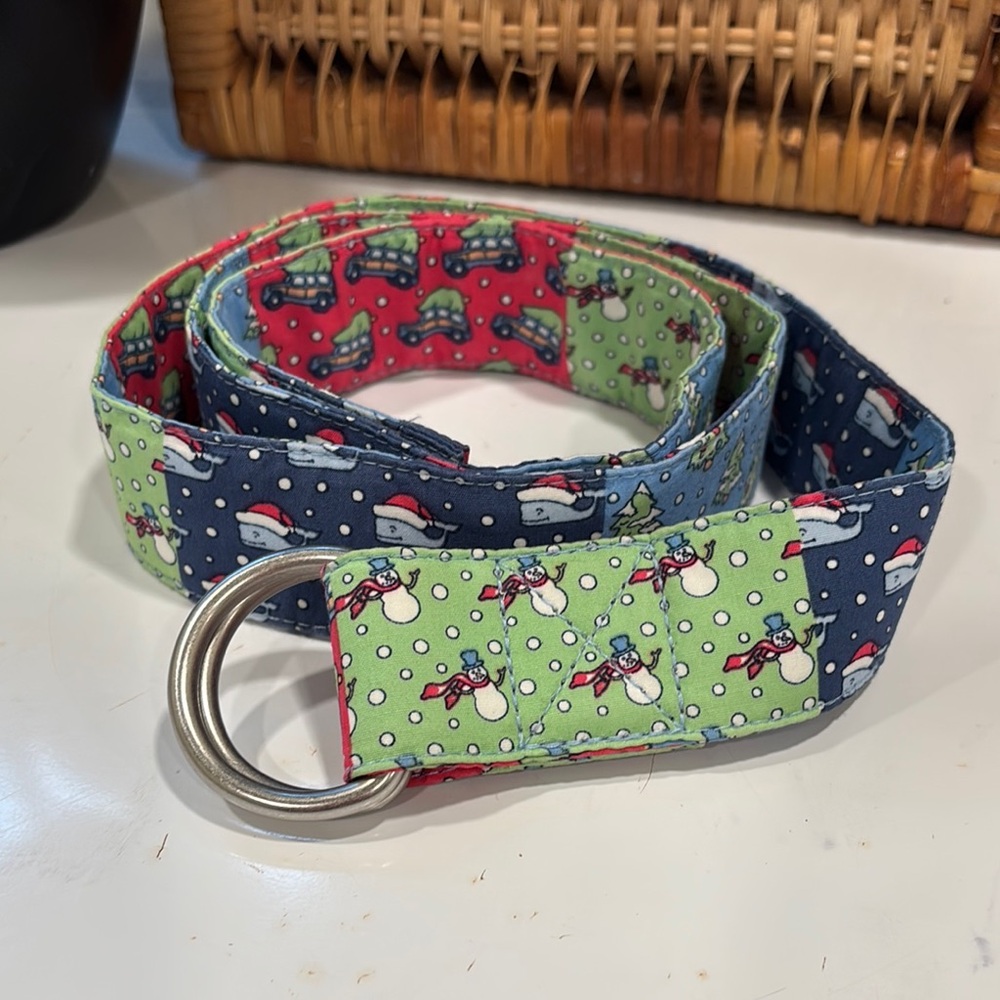 Vineyard Vines Holiday Patchwork D-Ring Belt With… - image 1